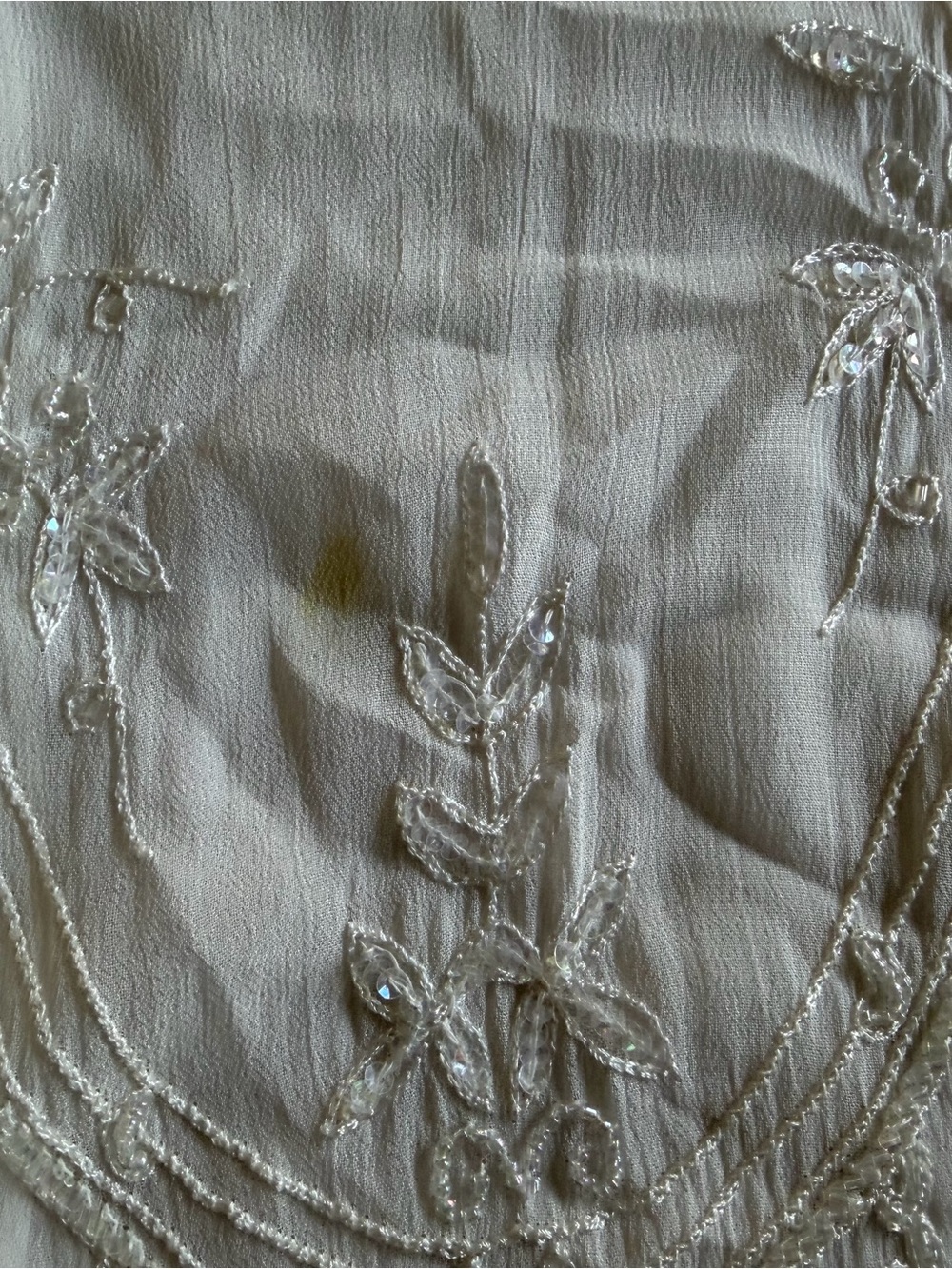Soft Surroundings Ivory Beaded Embroidered Sheer Blouse - Picture 7 of 14
